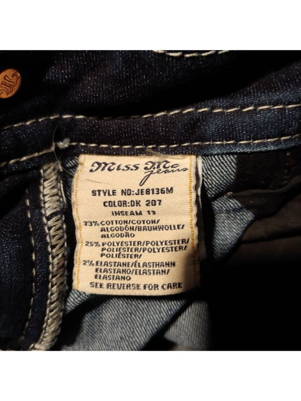 Miss Me Dark Blue Denim Shorts with Embellished Cross Detail - Picture 13 of 13
